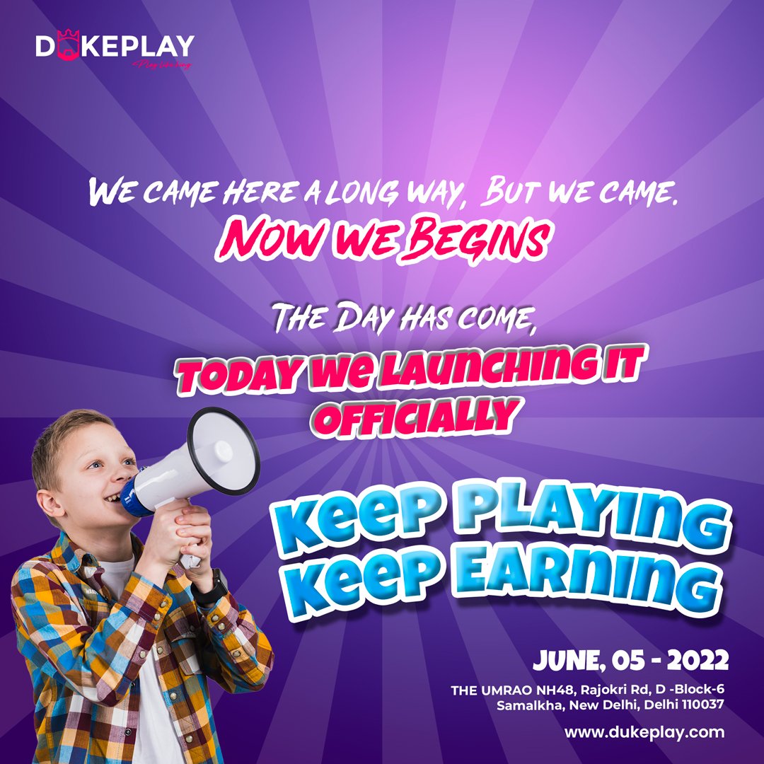 We came here a long way, but we came. 💪
Now we begins.✌️

The day has come. Today we launching it officially. 🚀🚀🔥🔥💥

Keep Playing Keep Earning 🎲🎮💵💸

Love you all..❤️
Dukeplay Team 🤗
#dukeplay #dukecoin #dkc #PlayToEarn #dukeplayLaunching #theUmrao