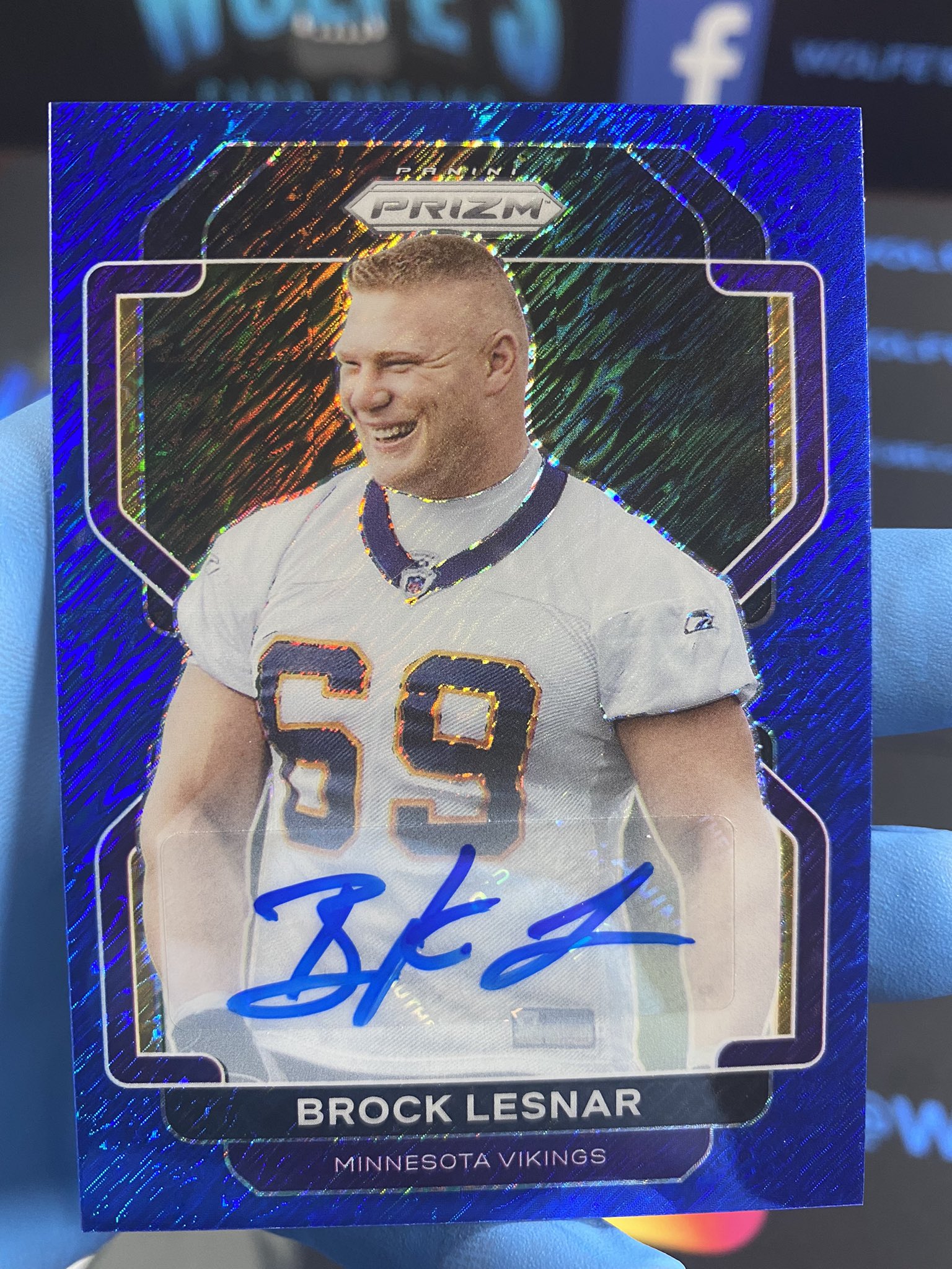 Wolfe's Card Breaks on Twitter: "MASSIVE Brock Lesnar Blue Shimmer Auto /5!!!!!!! Wow! 🔥🔥🔥🔥 #panini #prizm #nfl #vikings #lesnar #sportscards #whodoyoucollect https://t.co/db4odDfXvn" / Twitter