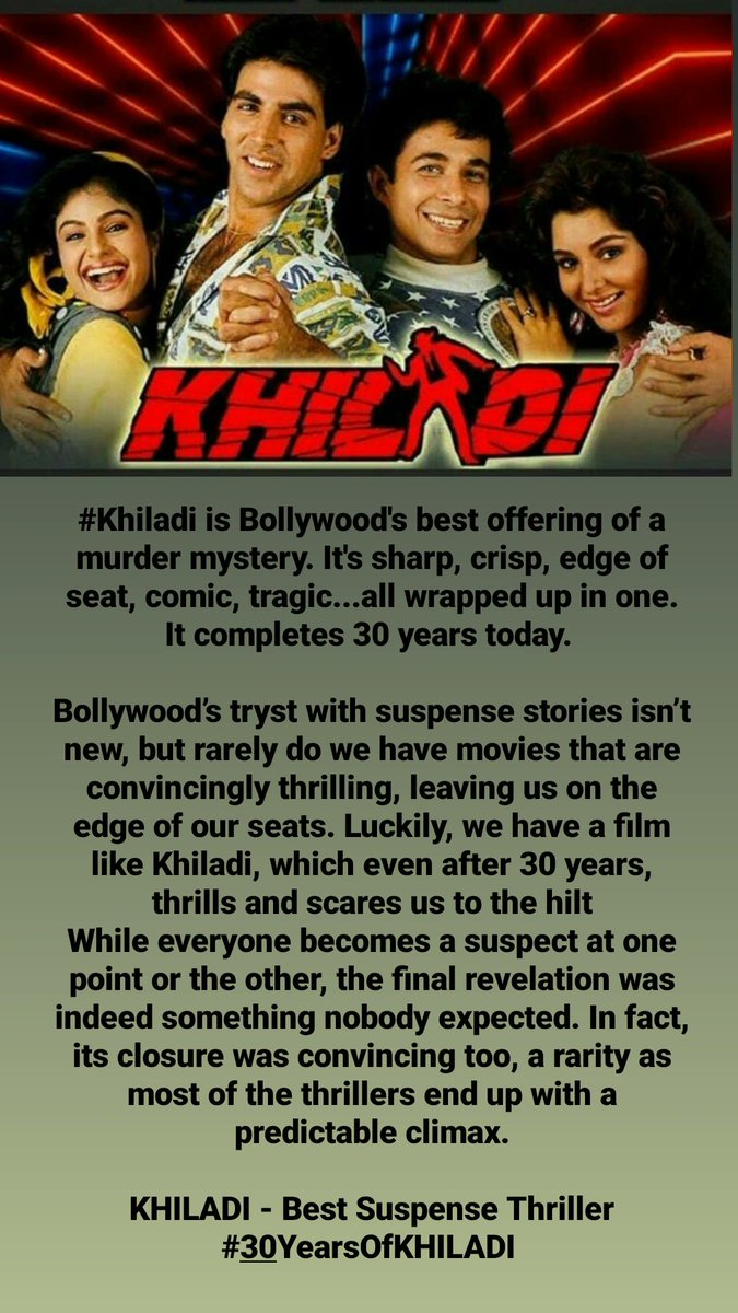 30 Years Of KHILADI - Best Suspense Thriller Ever Made In Bollywood 💥🔥

@akshaykumar @theabbasmustan #30YearsOfKhiladi