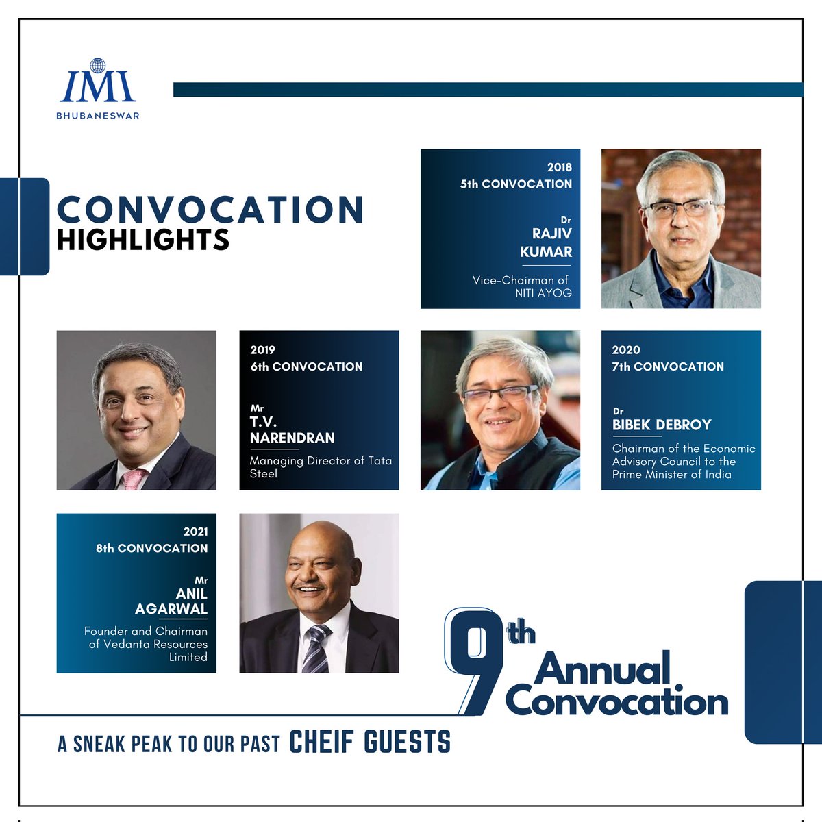 IMI_Bhubaneswar's tweet image. There are a few days left for the wonderful event, let's have a sneak peek at our past chief guests at the convocation.​
​
Book your calendar for the 9th annual convocation on 7th June 2022.​

#imibhubaneswar #learningbeyondeducation #convocation #convocation2022 #journey