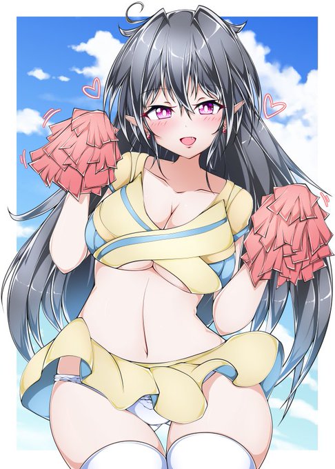 暑くなってきたので昔描いたうちの子メデイア様のチアガール姿でも貼りますね 