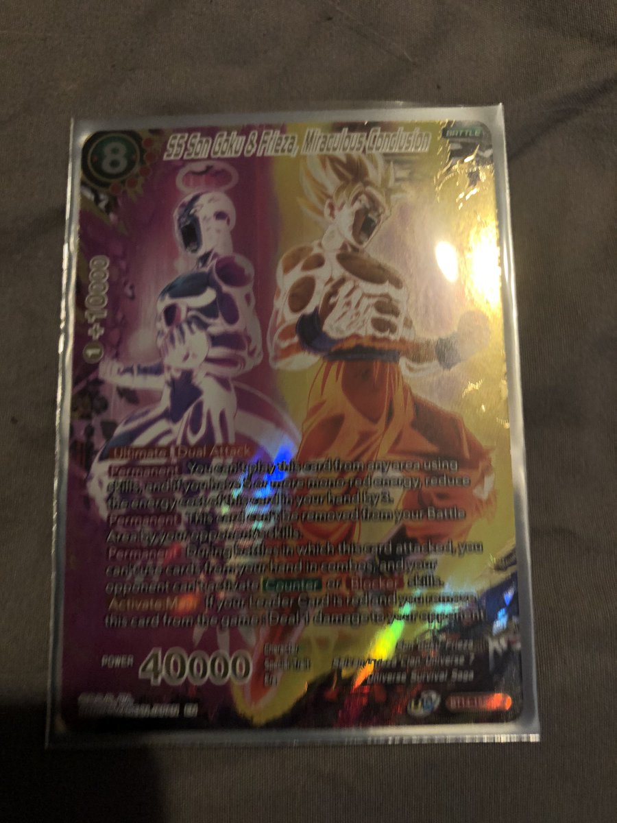 GTWheaties's tweet photo. Lmao, had a dragon ball super cross spirits sleeved booster pack sitting in my sealed collection since it came out. Decided to open it.
Glad I opened it. https://t.co/fAm34rFYFL