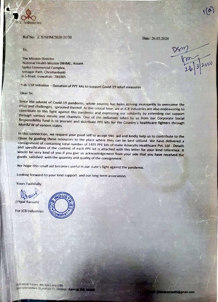 The company in question wrote to Assam’s NHM stating that supply of around 1,500 PPE kits for Covid warriors must be treated as CSR contribution and hence not a single rupee must be paid by Govt.