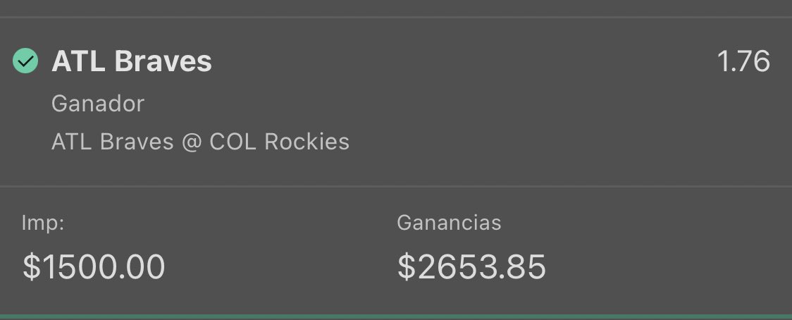 GarciaPick's tweet photo. ✅✅gran live, confiamos en el bateo de Braves! https://t.co/yA3mnvauxB