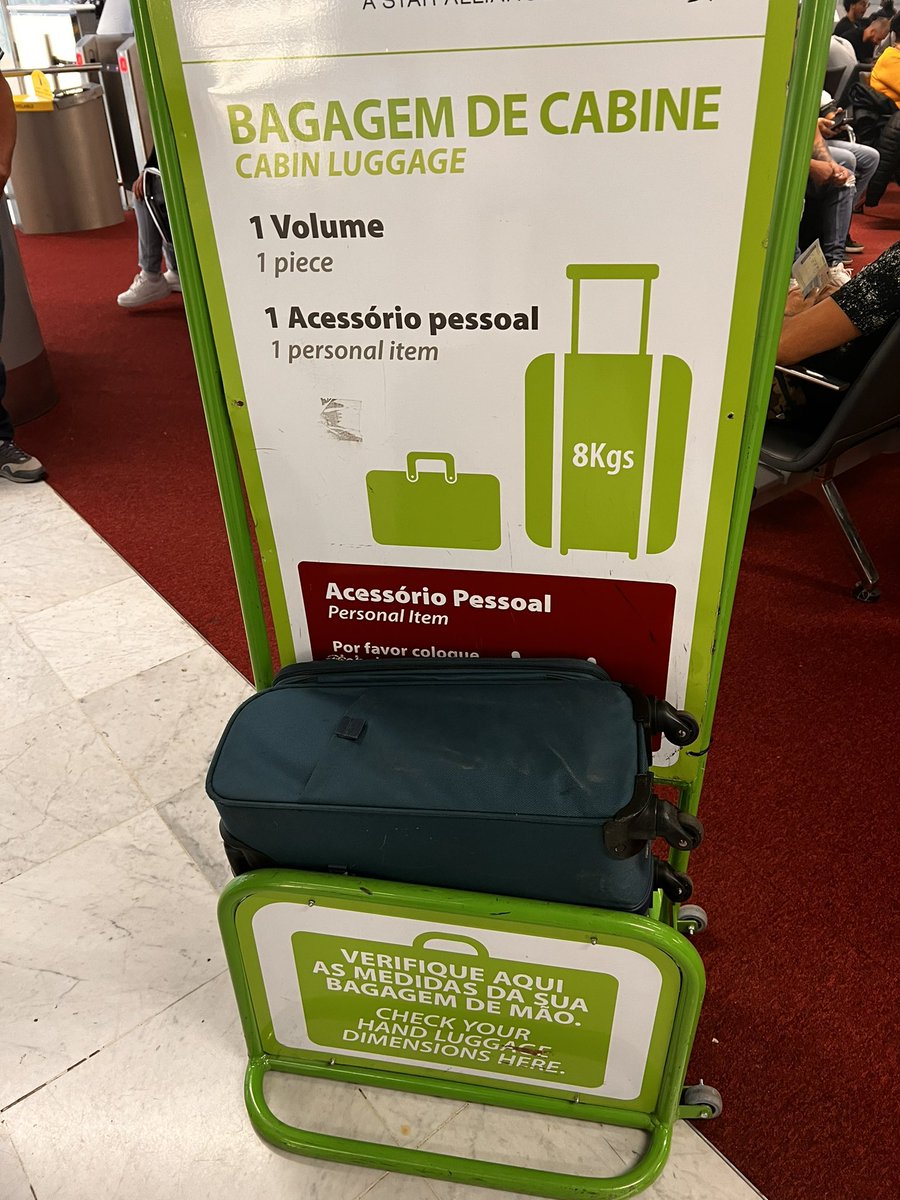 nancemang's tweet photo. 1/@tapairportugal absolutely outraged by treatment by staff at Orly airport. Got our bags checked into their bag checker. Male colleague says it fit. Female colleague comes up and says (in French thinking we can’t understand) they can’t fit. They’ll charge us 80€/bag. https://t.co/ClmBZNJU53