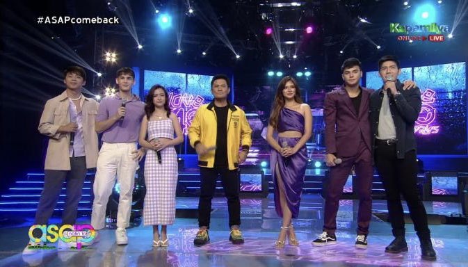 starhuntabscbn's tweet photo. LOOK: Love In 40 Days cast Andi Abaya (@iamandiabaya), Kobie Brown (@kobierbrown), and Benedix Ramos (@BenedixRamos) on ASAP Natin ‘To!✨ #ASAPcomeback https://t.co/3xGVS88PwJ