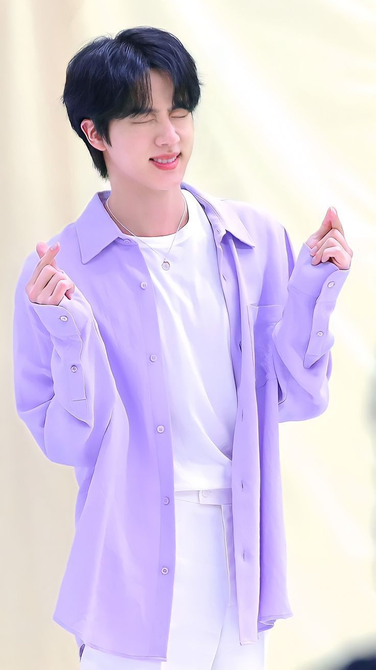 Download Kim Seok Jin In Violet Shirt Wallpaper