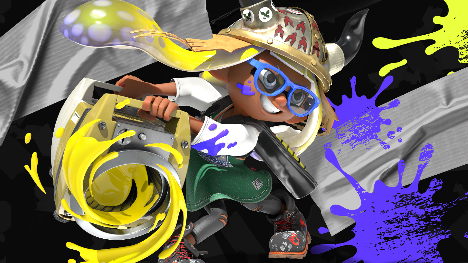 Splatoon スプラトゥーン スロッシャー タイプのブキを紹介しよう バケツのような形状のブキで 一度に大量のインクを放つことができる 弾道が放物線を描くので 高台や障害物の影にいる相手を攻撃しやすいのが特徴だ T Co Drvjgzpb