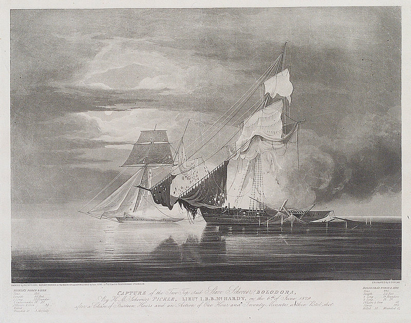 BritishHistorym's tweet photo. #otd 5 June 1829 – HMS Pickle captures the armed slave ship Voladora off the coast of Cuba.

HMS Pickle was a schooner of 5 guns, launched in 1827. She was involved in the suppression of the slave trade.

#hmspickle #britishhistory #royalnavy https://t.co/d6xXBhfkIy