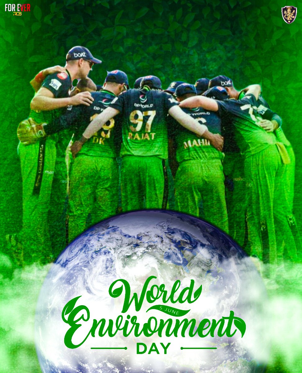 RcbianOfficial's tweet photo. Let's make a promise to the world that we won't harm her anymore, and we'll make it a healthier one!

Happy World Environment Day 🌍

#RCB #ForPlanetEarth #WorldEnvironmentDay #WorldEnvironmentDay2022 #EnvironmentDay #IPL2022 #IPL #Green #SaveSoil https://t.co/bUkmRJCiL3