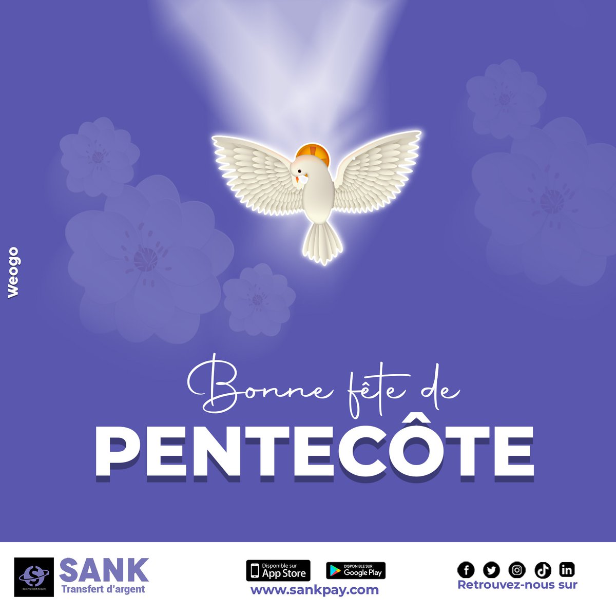 Sankpay's tweet photo. Bonjour famille Sank.
Bonne fête de Pentecôte à tous et à toutes !!!

Téléchargez l'application mobile Sank sur Play store https://t.co/pQ10MBhvaL et App store https://t.co/Od0gWgks41

Visitez nous sur https://t.co/7R1RIcKtQd https://t.co/BmseNa9rt7