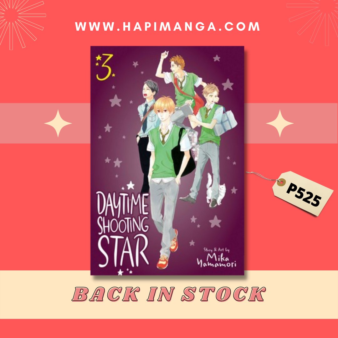 HapiManga's tweet photo. RESTOCK UPDATE!

Daytime Shooting Star is now available in stock at https://t.co/h3Kl8ojqBr for PHP 525 only! 🤩

Also available on Shopee for PHP 550 (due to Shopee fees) : https://t.co/HOCenL2RFY

Guaranteed:
💛 Brand New
💛 Official Viz Manga
💛 Ships 2-7 days https://t.co/VA18fy9Ehe