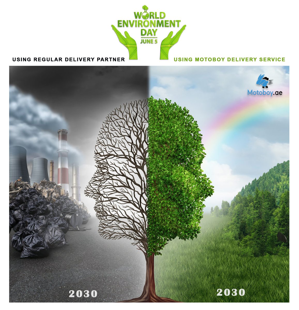 Motoboy_ae's tweet photo. World Environment Day
- Better Environment, Better Tomorrow - 

A little effort towards saving the environment is better than no effort. 
#deliveryemirates #deliveryservice #sustainabledelivery #sustainability #ecofriendly #ecoDelivery #motoboy #dubainews #bestdeliveryservice https://t.co/NTHEiwhWGy