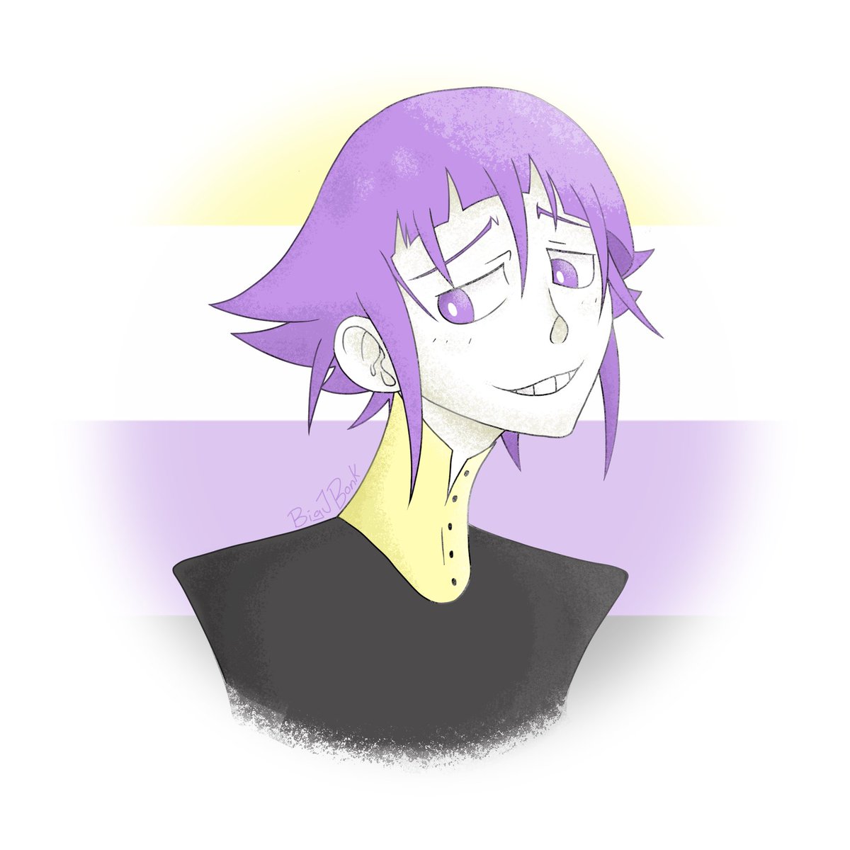 BigJBonk's tweet photo. Happy #PrideMonth everyone! Have a lil enby from #souleater! I just finished a rewatch for the first time in like a decade in light of the word about a reboot, and got excited and drew my favorite pal Crona to celebrate! https://t.co/cxCLdi5d7L