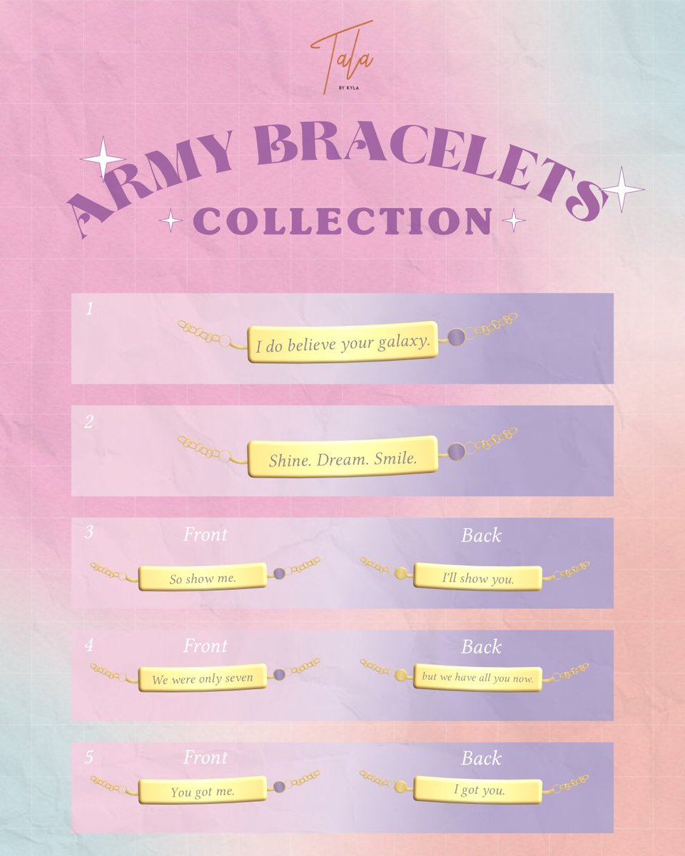 talabykyla's tweet photo. 💜 보라해! HAPPY BTS MONTH! 💜

Surprise your besties and get our newest ARMY Bracelets with 6 chain options LATER, 12MN, exclusively on Lazada 💕 

https://t.co/bxZ3QMZT8S https://t.co/Fms0egvMXQ