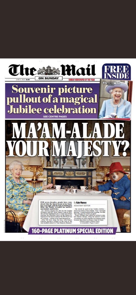 What a lovely picture & headline. Makes a change. #jubileeconcert #PlatinumJubileeconcert #Paddington