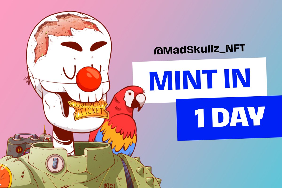 Win a freemint for the #MadSkullz collection! 🎉

To participate: 
🔺Follow us
🔺Tag your favorite NFT KOL/Influencer
🔺RT this post

⌛️You have 24h
#NFTgiveways