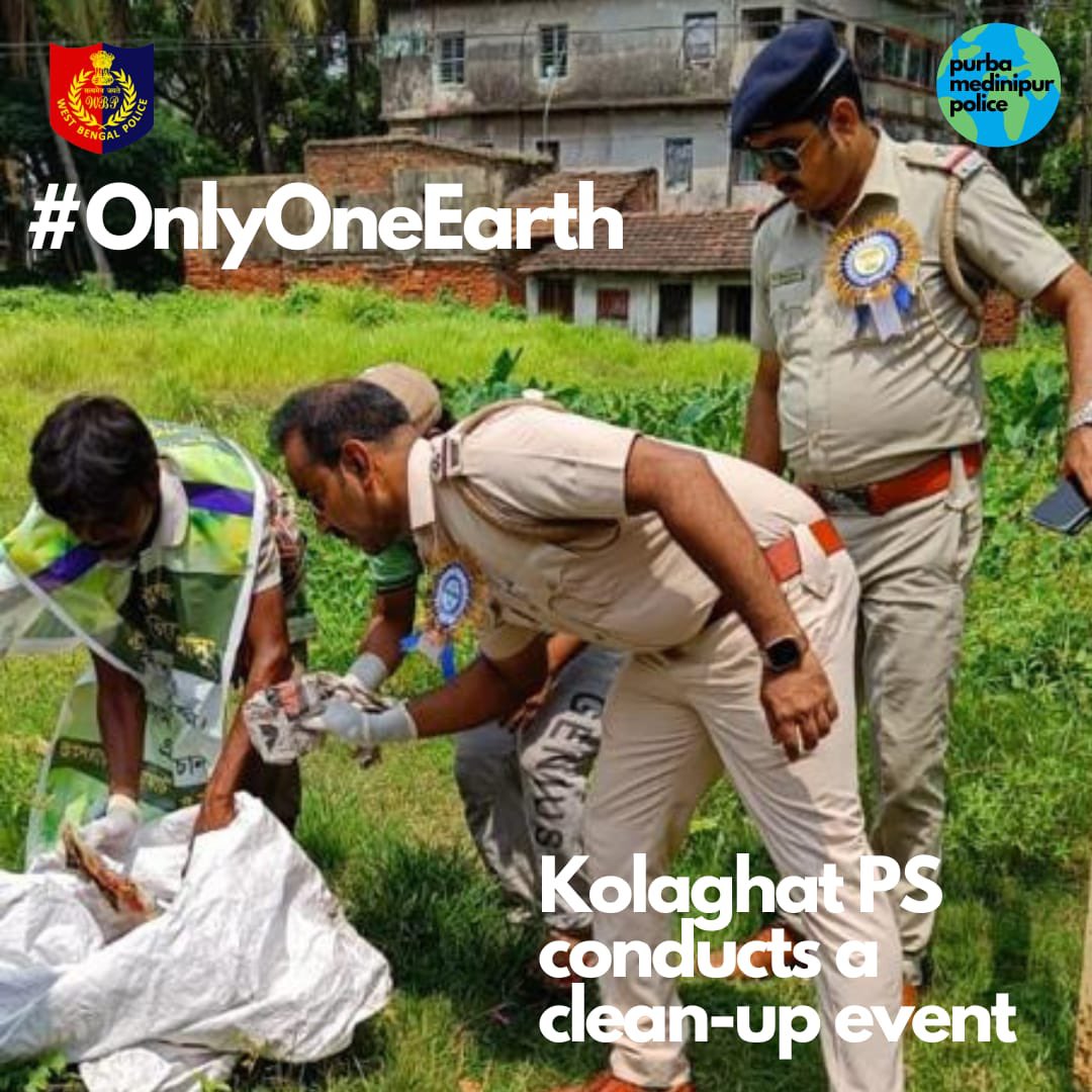 MedinipurSp's tweet photo. Observing World Environment Day!
Kolaghat PS

#WorldEnvironmentDay   
#Plogging
#HumaneInUniform 
#OnlyOneEarth   
#PurbaMedinipurInOurHeart https://t.co/YzJ3Kg01M8