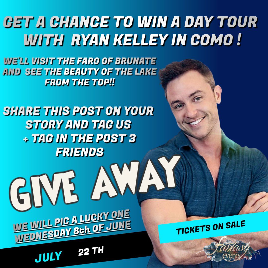 Win a DAY TOUR with <a href="/the_ryan_kelley/">ryan kelley</a> !
•
Win the chance to join us to a beautiful day tour to the top of a hill, visiting the “Faro Of Brunate “ and see the beauty of the Lake from the very TOP 😍
•
Share this post o + Tag 3 friends down  here!
•
GOOD LUCK