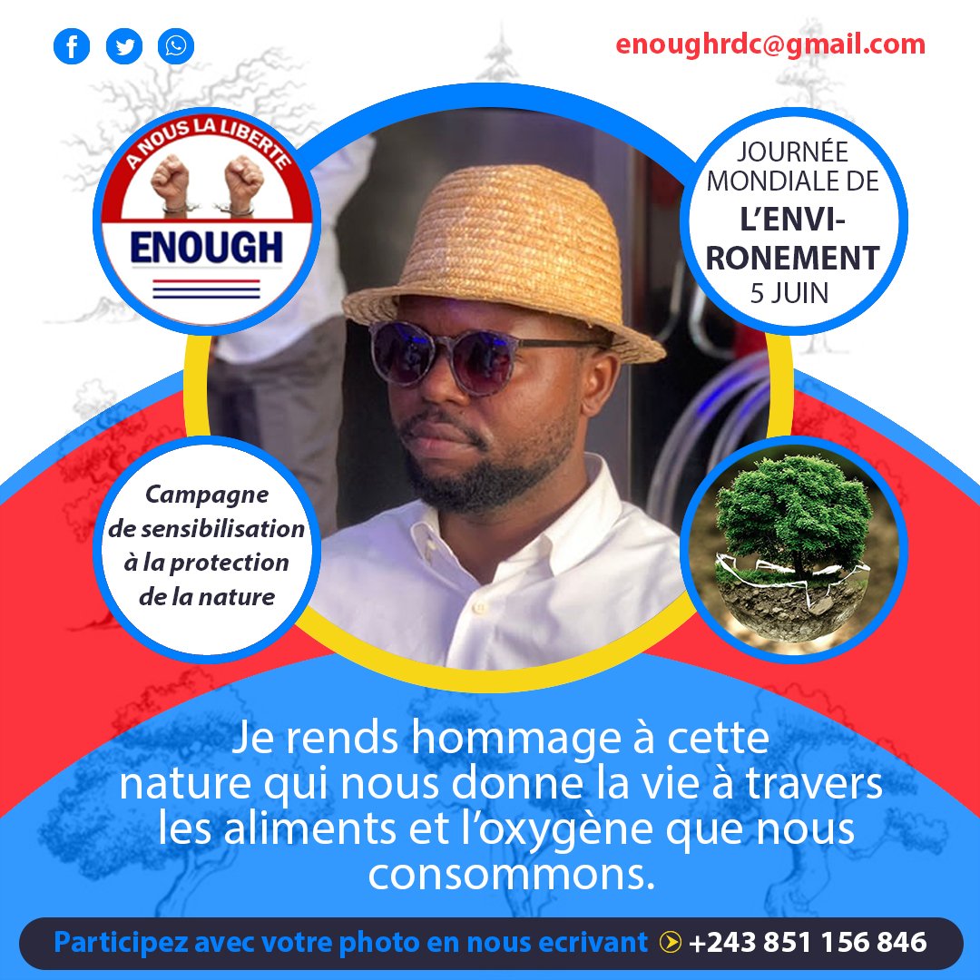 josKalubi's tweet photo. Non à la #Guerre, oui à la protection de l' #environnement, en ce 5 juin, journée mondiale de l'environnement, nous rendons hommage à la nature qui nous donne vie à travers les aliments et l'oxygène que nous consommons. @Enough_rdc https://t.co/q180cmyGwQ