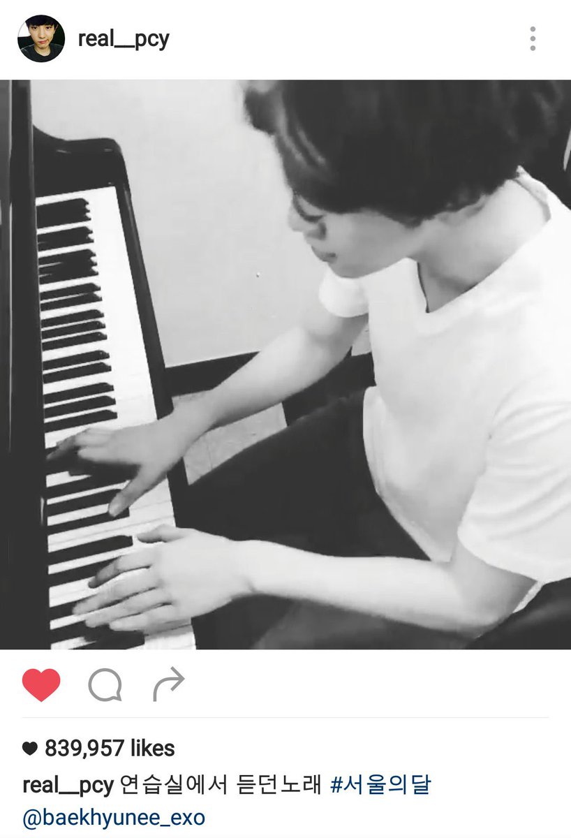 [150605]
 It's been 7 years since this pretty day when Chanbaek updated about each other playing the piano,couple thing🥺