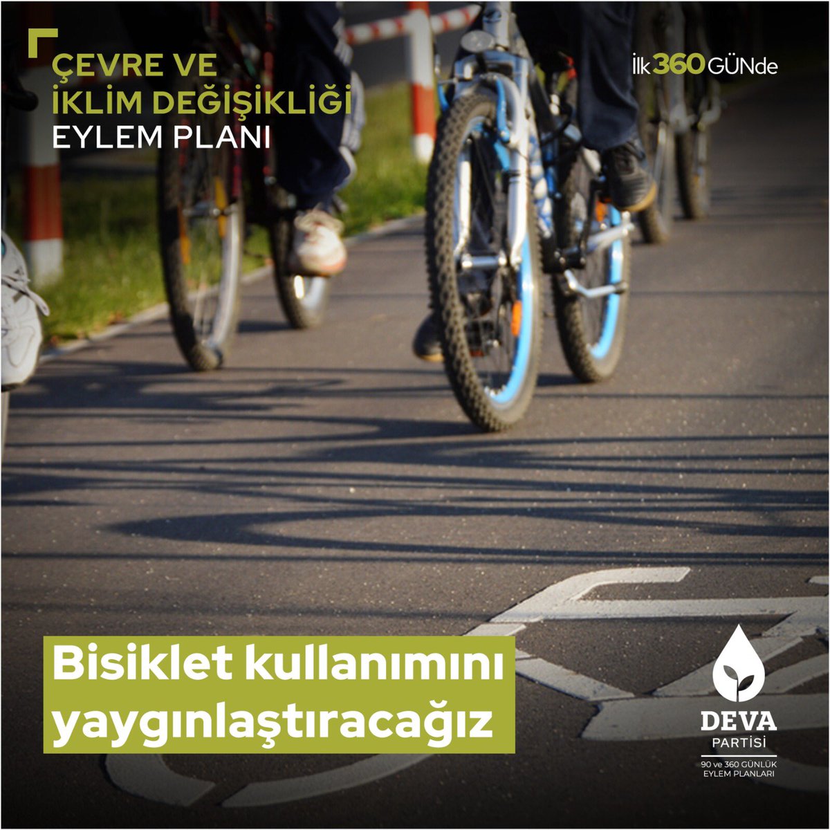 Hava ve gürültü kirliliği ile mücadele etmek ve sağlıklı yaşamı desteklemek üzere topografik yapısı uygun olan şehirlerde ve uygun yerlerde bisikletli yaşama geçişi kolaylaştıracağız.

#YaşanabilirBirTürkiye 

#DEVAdogada