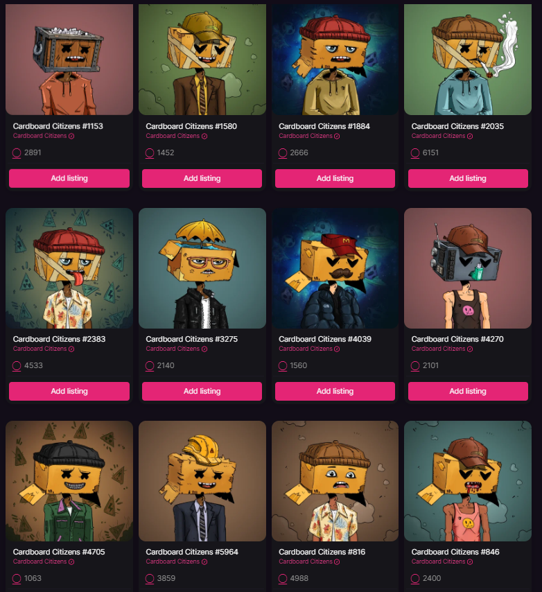 vadercake's tweet image. I aped into @CardboardCtzNFT pretty hard. Love my new boxes. #BOXBOX #BOXUP #WAGBOX #SolanaNFT