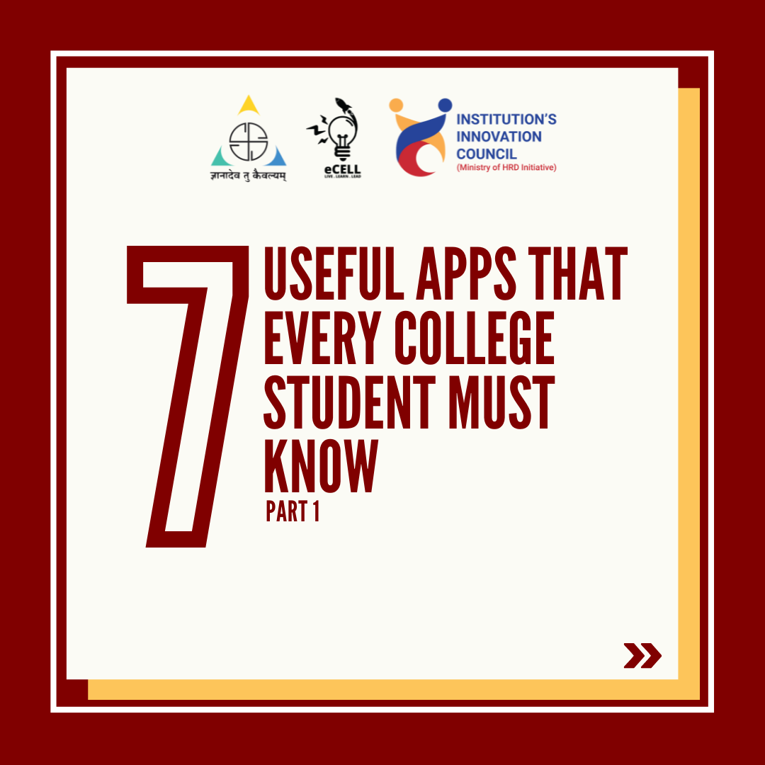SstcEcell's tweet photo. 7 USEFUL APPS THAT EVERY COLLEGE MUST KNOW (THREAD 🧵) https://t.co/Uokeu8x3it