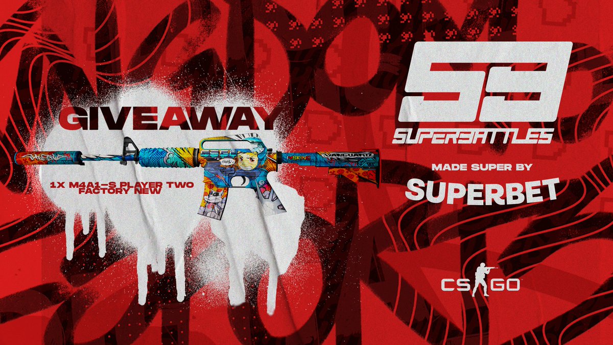digital_crusade's tweet photo. CS:GO Skin GIVEAWAY 

🔫 M4A1-S Player Two Factory New

To enter:
🔴 Like &amp; RT
🔴 Follow @digital_crusade &amp; @SuperbetRomania 
🔴 Tag a friend

🏆 Winner will be announced on 12th June on stream. https://t.co/WciA4DDy3h
