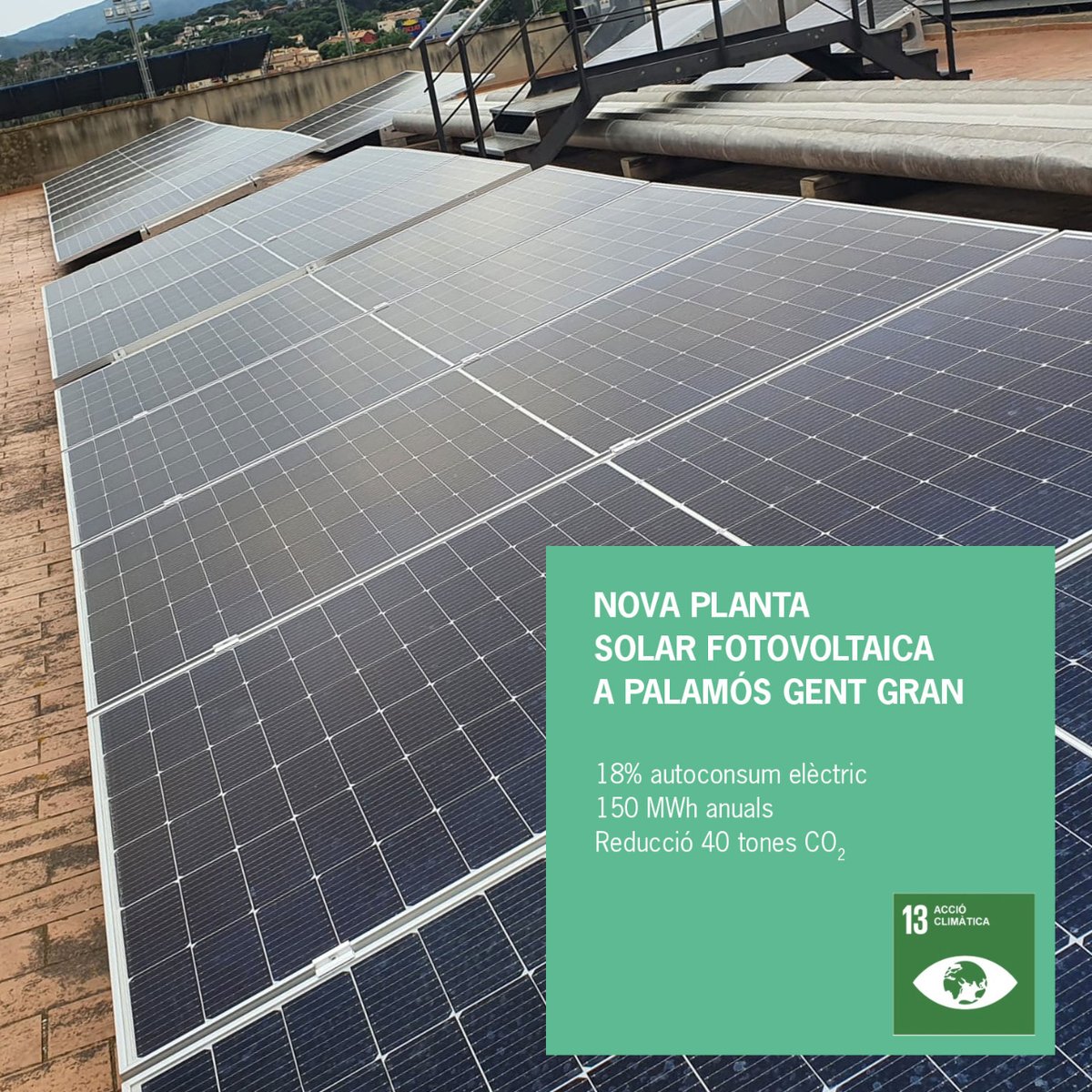 _ssibe's tweet photo. 🌞 Camí de l'autoconsum!

Es posa en funcionament una planta #solar fotovoltaica a la coberta de Palamós Gent Gran. Permetrà:

🔹 18% d'autoconsum elèctric
🔹 Produir 150 MWh anuals
🔹 Evitar l'emissió d 40 tones CO2

#diamundialdelmediambient

Més info 🔗
https://t.co/6sutptnekx https://t.co/aSbjMeChET