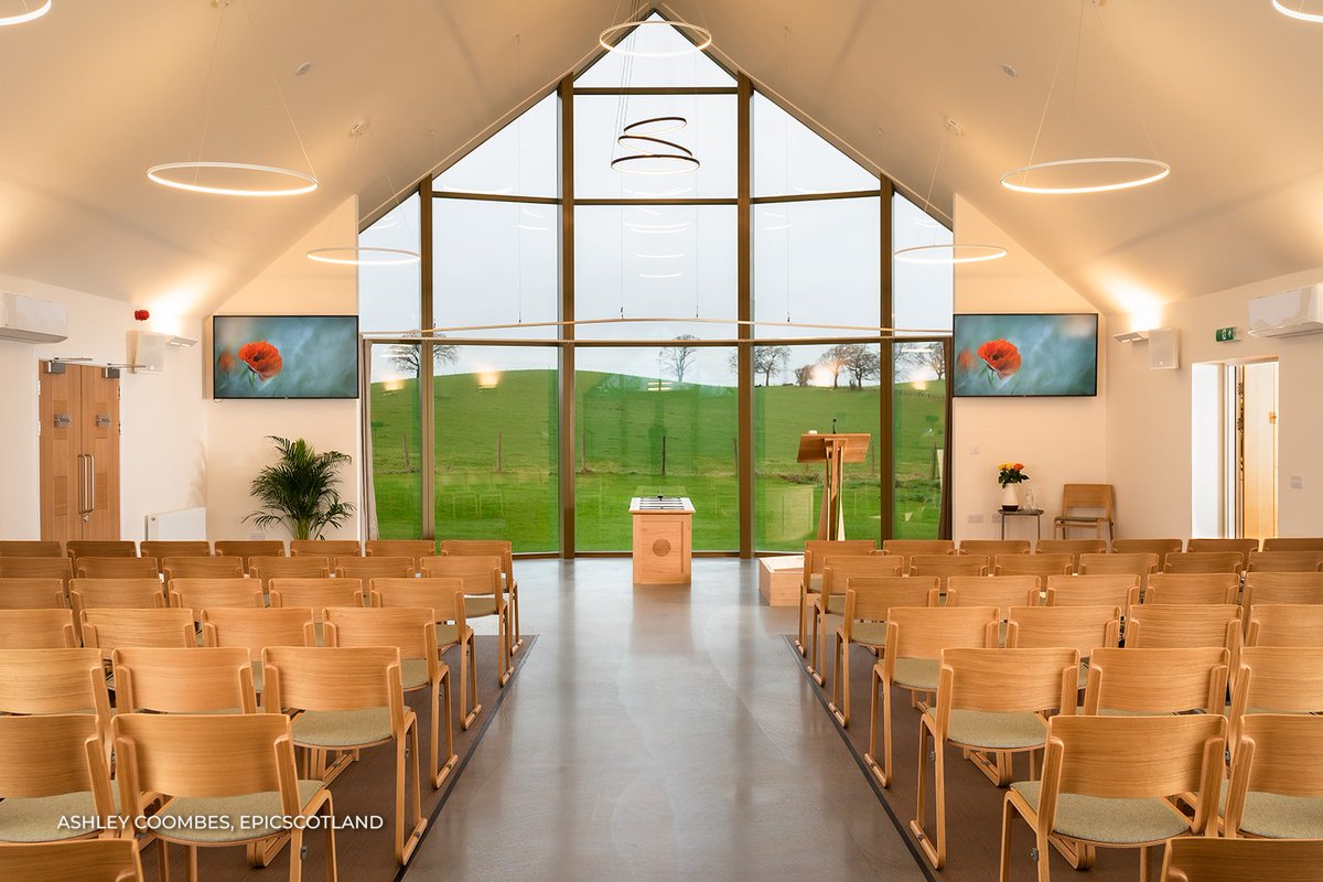 HurletCremation's tweet photo. We are often asked where the coffin is placed. When you lose someone, who is central to your life, it is only fitting they should rest front and centre of the Ceremony Hall when you meet to celebrate their life.
#crematorium #hurlet
@ClydeCremation @HorizonCrem @CannockCrem https://t.co/eiGufkNHWH