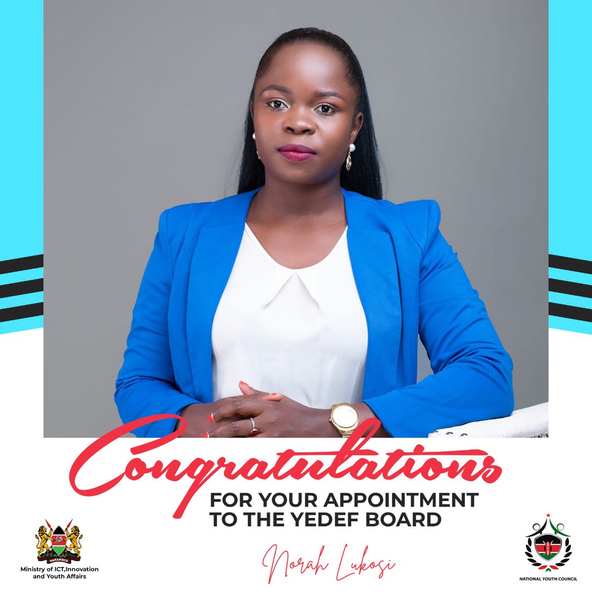 NYC_YouthVoice's tweet photo. Championing for youth inclusion & empowerment through leadership is our mandate.
Congrats @faithlukosi for the new appointment at @YouthFund_Ke board. We are grateful @MoICTKenya CS @mucheru for the continuous commitment to youth inclusion in boards.
@RoySasaka @NycFursa https://t.co/YvtGjgKEoB