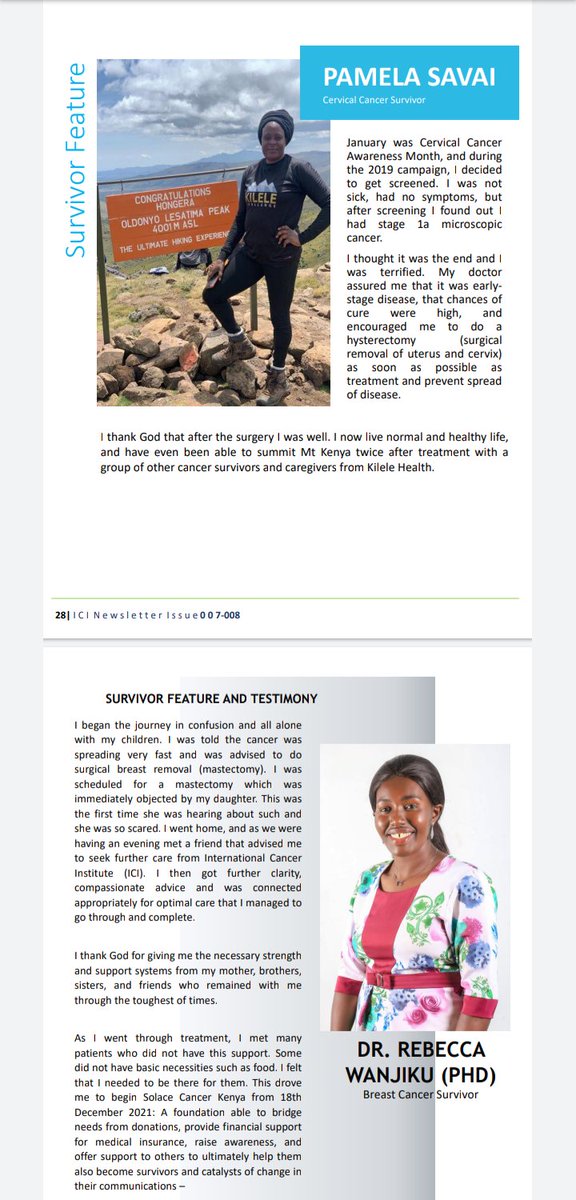 Today is #InternationalCancerSurvivors day.
The stories of the patients who've traveled this journey gives hope that cancer is not a death sentence.
#regularscreening #EarlyDetection #prompttreatment is the way to go.
Catch a glimpse from this newsletter
intercancer.com/newsletter-iss…