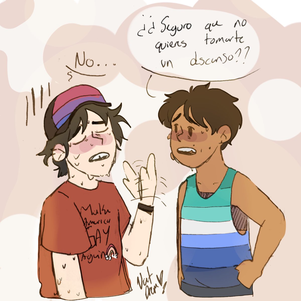 nat_dremurr's tweet photo. Mas vale tarde que nunca, llegaron cansados del pride pero se la pasaron chido 😔💜✨

#higuelweek #otp #PrideMonth #ilustracion #pridewasariot https://t.co/ZvVdXtNiiK