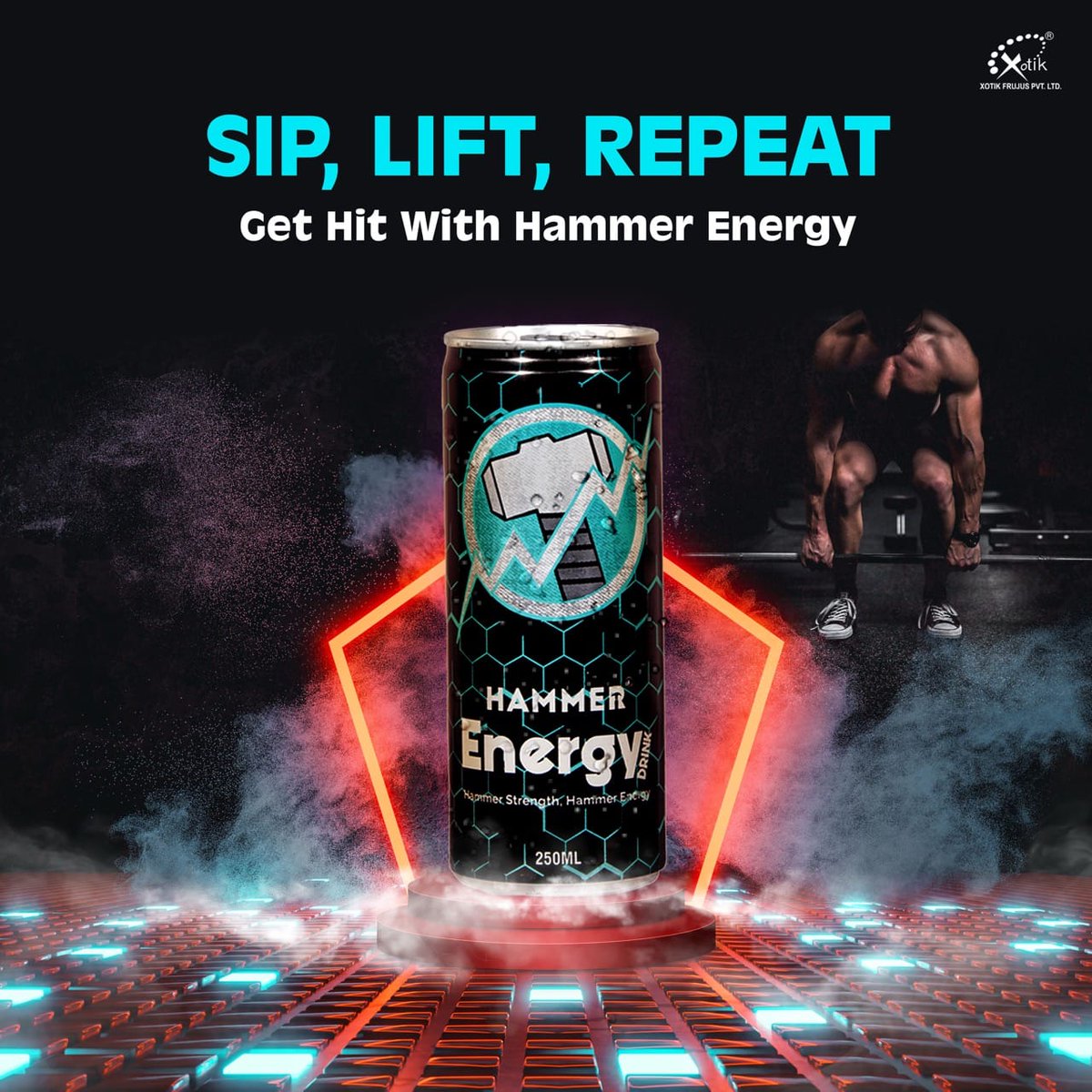 XBeverages's tweet photo. Sip, Lift, Repeat
Get Hit With Hammer Energy 
Let the energy go on, and on!

Buy now on https://t.co/5tDiH53sJb 
‌Also available on Amazon, Fleek &amp; Flipkart.
‌
#xotik #hammerenergy #xotikbeverages #energydrink #sunday #workmode #workhard #energy #energydrinks #drink #working https://t.co/f2LfFV42fl