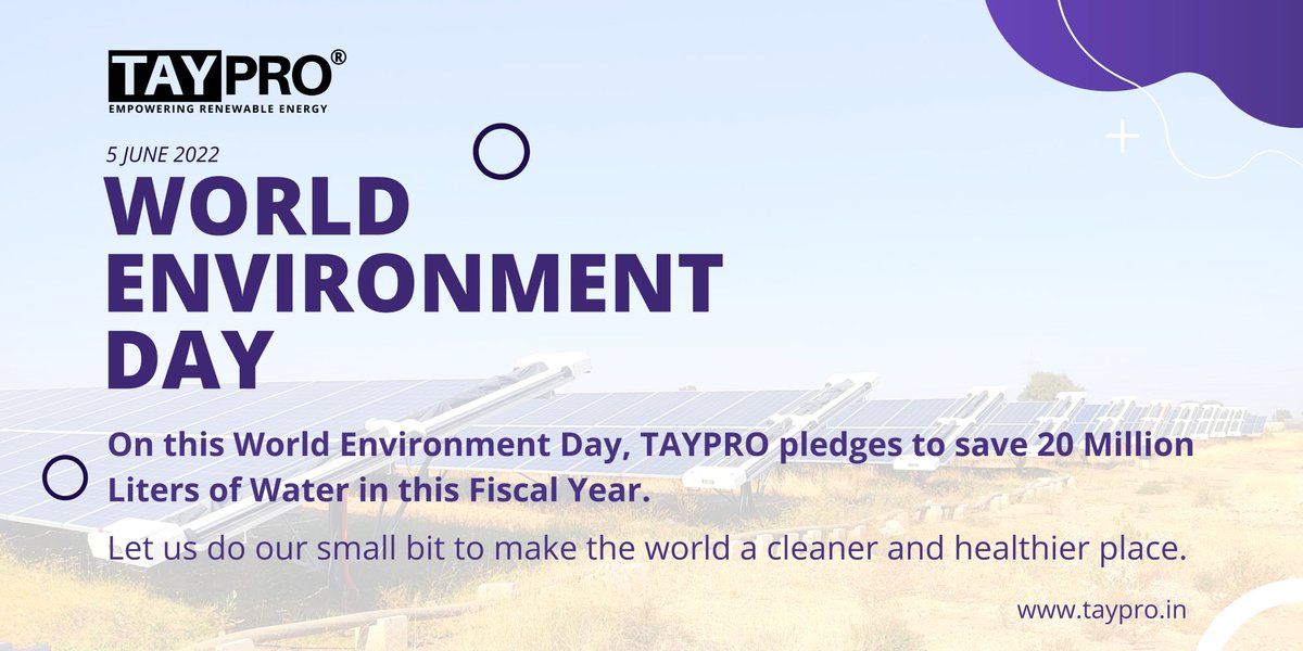 TayPro_Official's tweet photo. On this World Environment Day, let's promise to make this world a clean and healthy place. :)

#WorldEnvironmentDay #renewableenergy #solarpanels #solarpower #Renewables #taypro #solar https://t.co/gytV3fvP82