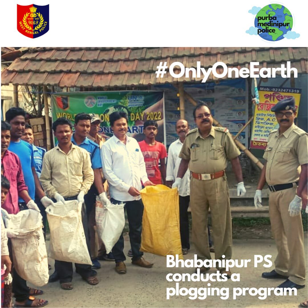 MedinipurSp's tweet photo. Observing World Environment day! Bhabanipur PS 

#WorldEnvironmentDay  
#Plogging
#HumaneInUniform 
#OnlyOneEarth  
#PurbaMedinipurInOurHeart https://t.co/TirvFY4mHN