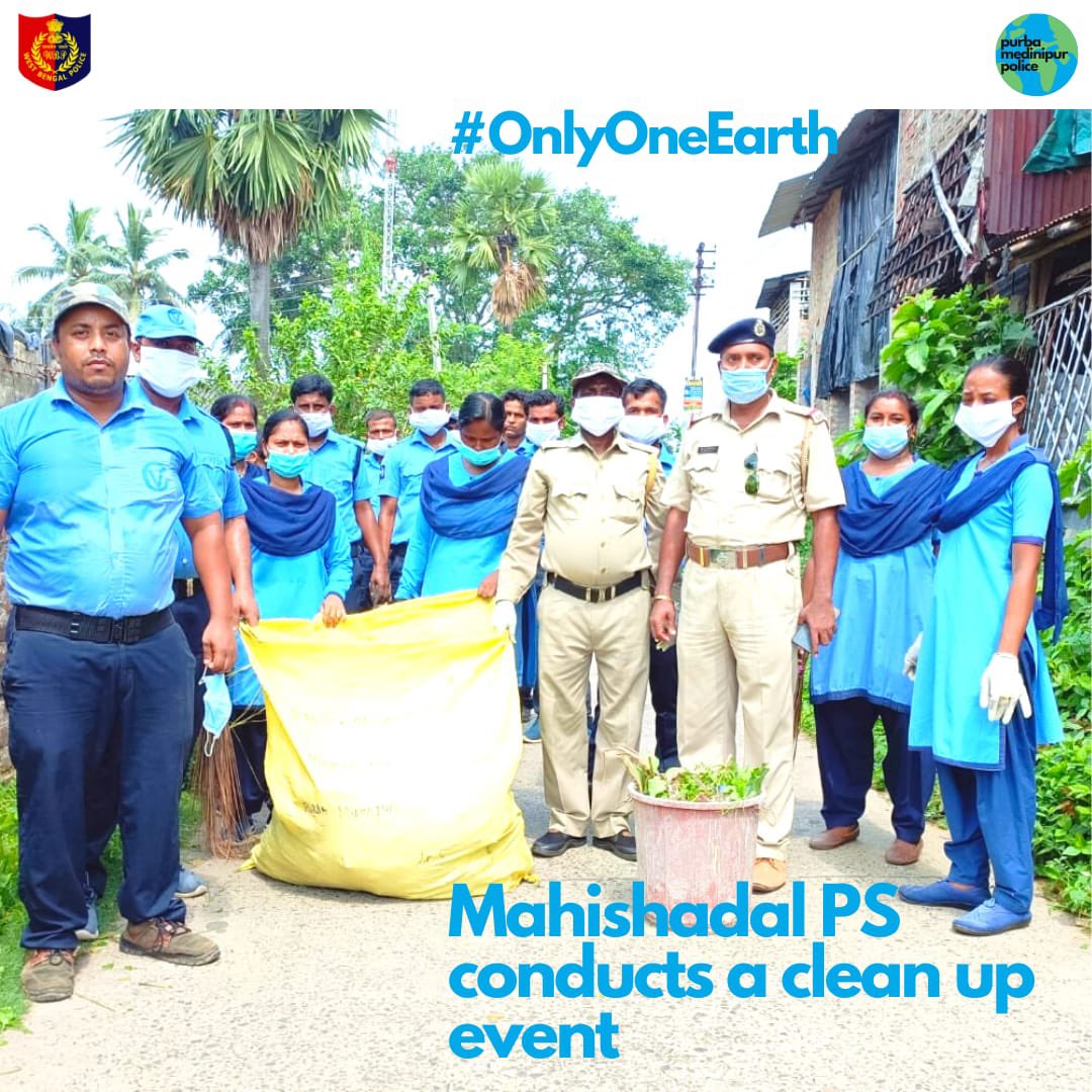 MedinipurSp's tweet photo. Observing World Environment day! Mahishadal PS

#WorldEnvironmentDay  
#Plogging
#HumaneInUniform 
#OnlyOneEarth  
#PurbaMedinipurInOurHeart https://t.co/WXCFwOG6ky