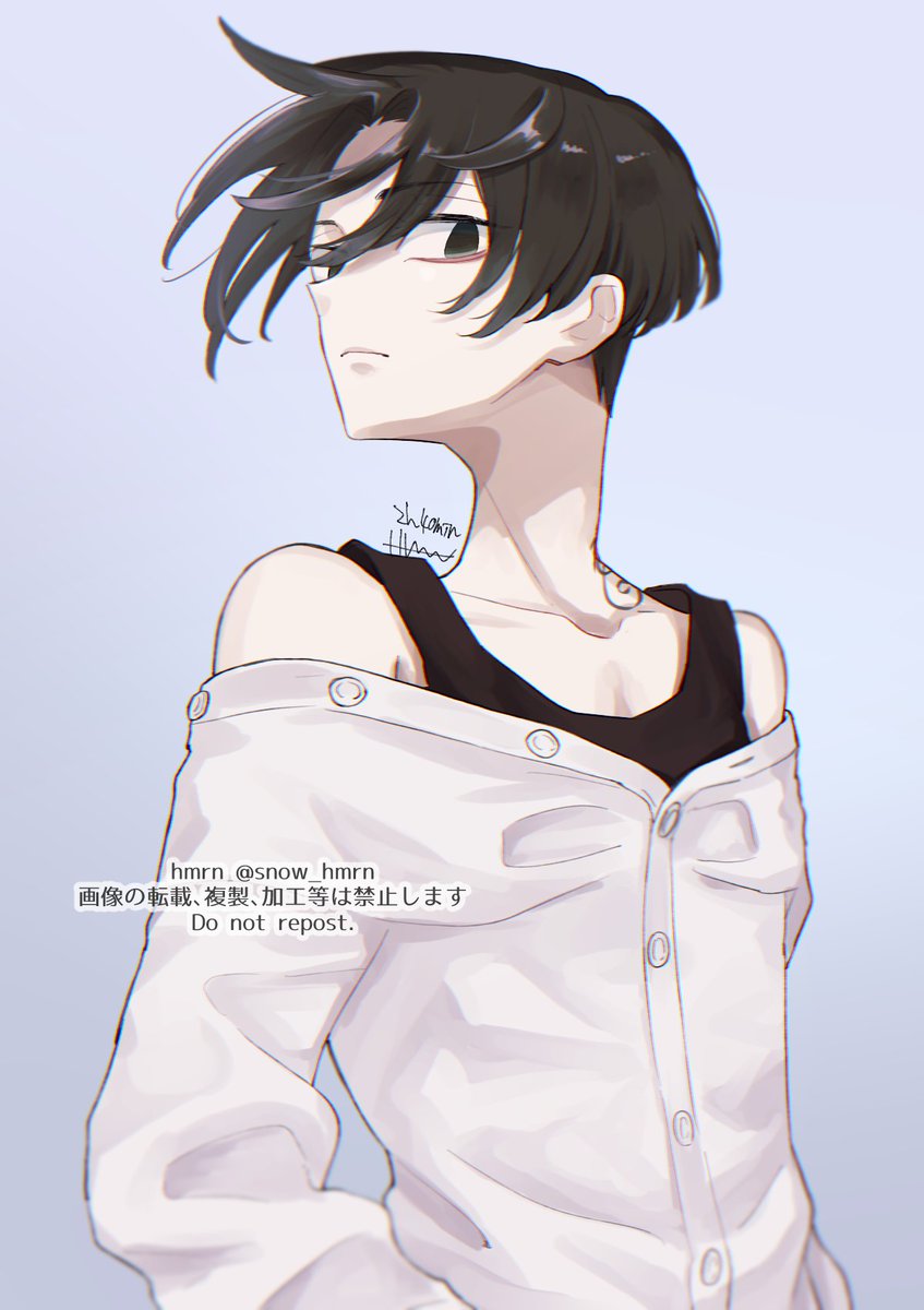 「49日目 マンジロウ(黒i髪)

#100日チャレンジ 」|hmrn＠原稿のイラスト