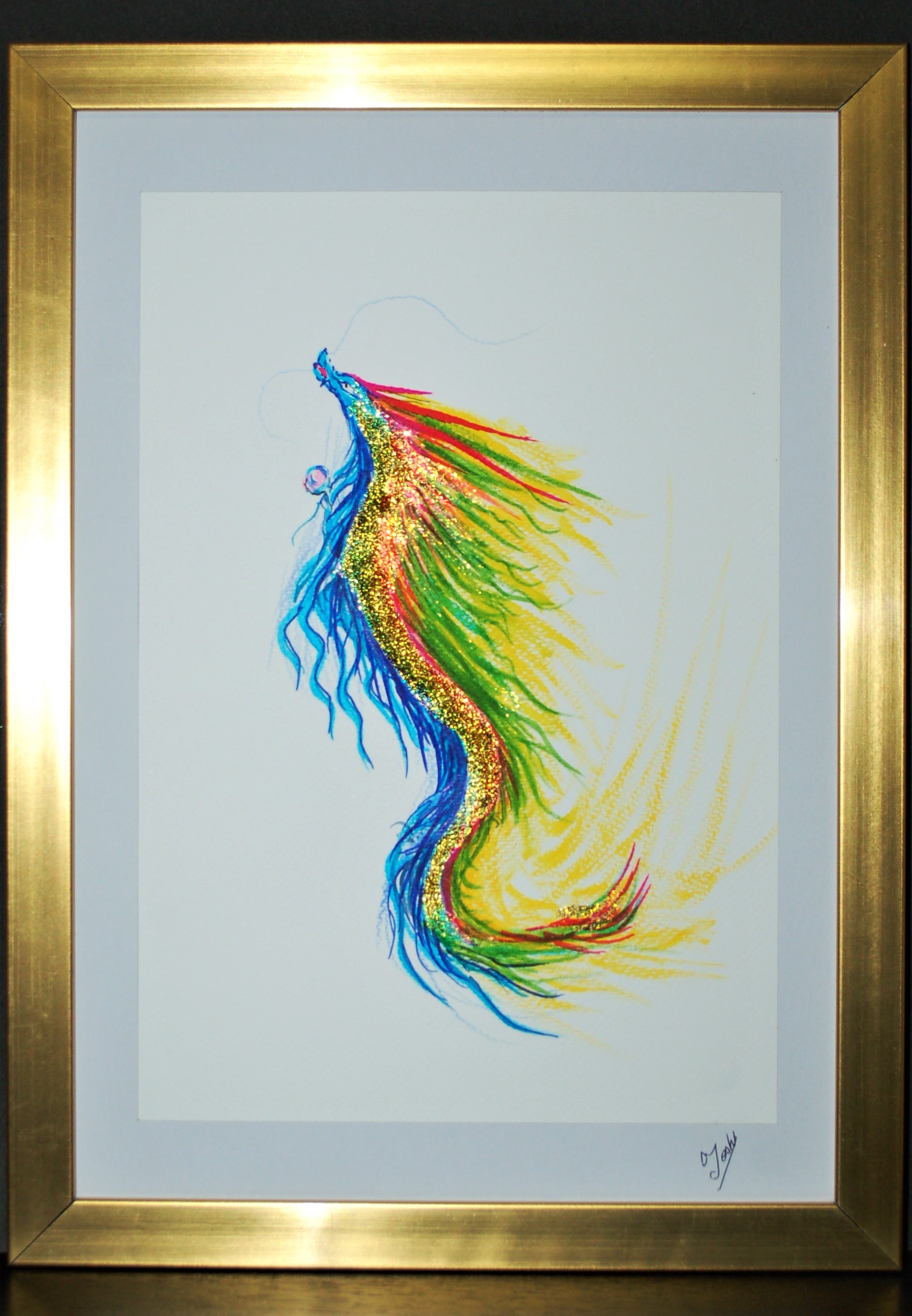 龍神エネルギーを放つ 開運絵画 波動絵画 幸運 金運 手描き 才能