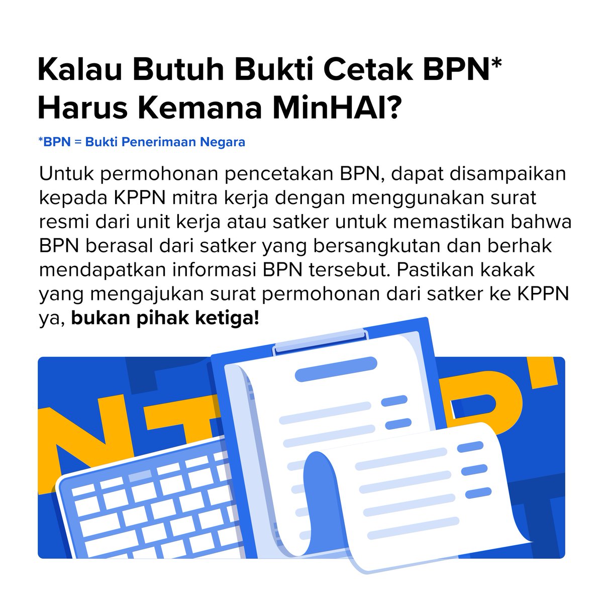 haiDJPb's tweet photo. Nomor SP2D sebagai NTPN?
NTPN untuk potongan pajak/PNBP adalah nomor SPD ya #TemanHAI. Jika #TemanHAI memerlukan NTPN dapat mengacu pada nomor referensi penerimaan yang diberikan oleh SPAN ya๐
Aturannya dapat #TemanHAI unduh di https://t.co/cma5GZf0hL
#SP2D
#NTPN
#DJPbHAnDAL https://t.co/ip1Cy6Gwcl