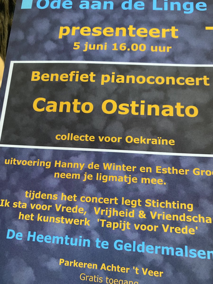 Het lijkt erop dat het gaat regenen vanmiddag. Geweldig, een openlucht uitvoering v Canto ostinato vanonder de plu. Ik verheug me! #odeaandelinge