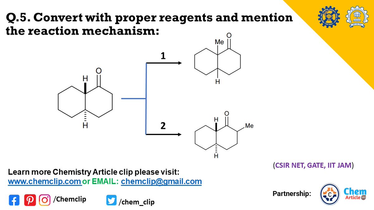 chem_clip's tweet image. Reagent and reaction mechanisms are very important for #CSIR_NET #GATE #IIT_JAM and other national-level examinations.