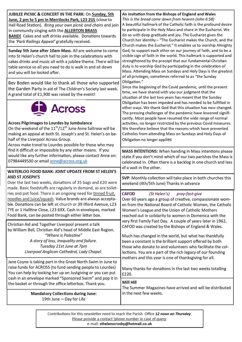 SeftonSouthDean's tweet photo. Newsletter for St Helen's, Crosby and St Joseph's, Blundellsands. https://t.co/v9RlgyAxiz