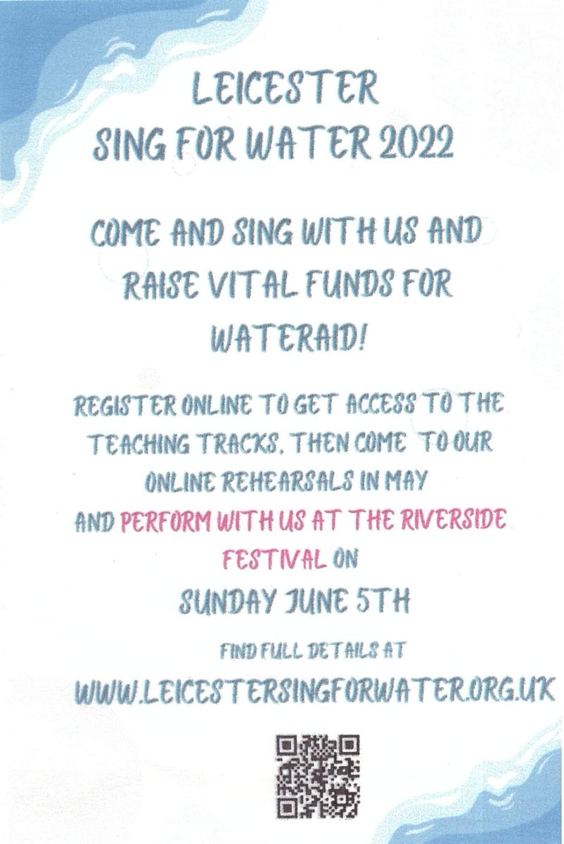 JBursnall's tweet photo. Today is Leicester's Riverside festival at Bede Park and Leicester Sing 4 Water.  I shall be leading the Big Choir at about 2.00 which is made up of several choir's including members from @RedLeicsChoir and @SMilersChoir .  Do come along and help to raise money for @WaterAidUK https://t.co/cnL5byXpaV