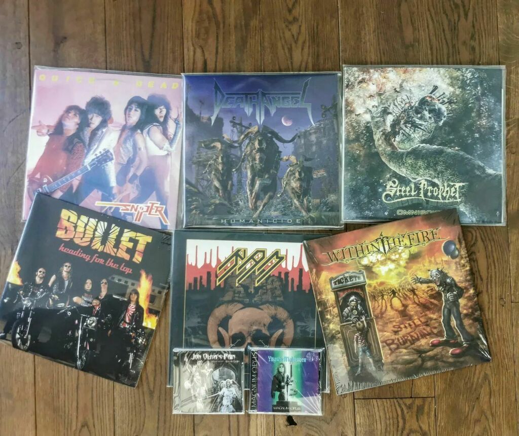 rick_bouwman's tweet photo. This week's catch so far
@bullet_official
@withinthefire_
@deathangelofficial
@ramofficial
@yngwiemalmsteen_official
#steelprophet
#sniper
#jonolivaspain
#vinylhunt #catchoftheday #collector #metalmusic #metalvinyl #metalisforever #vinyllover #vinylco… https://t.co/bw19jonQjb https://t.co/1KQMqJNBlv