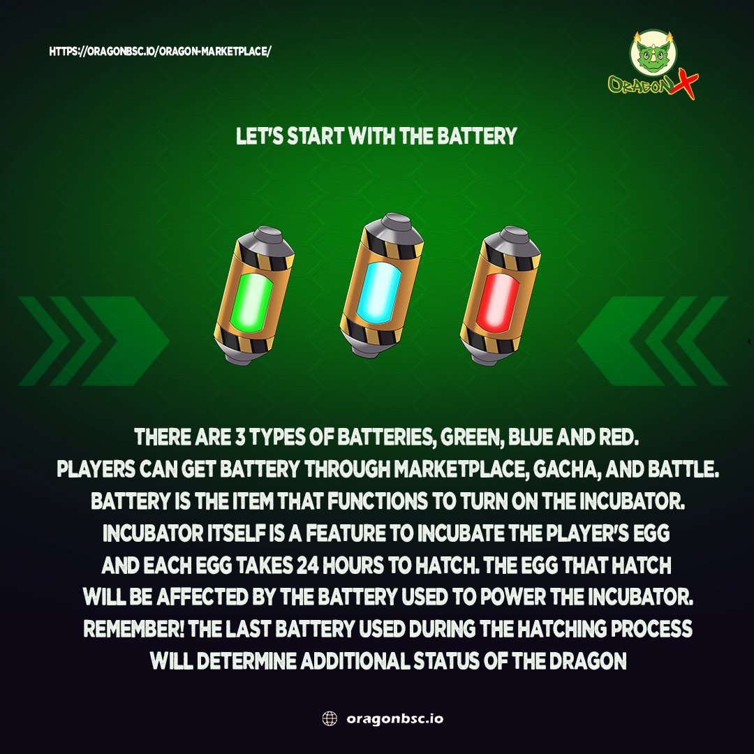 OragonXBsc's tweet photo. Hello OragonX Army!🐲🔥

Here's the explanation about Food and Battery items in OragonX Game🕹🐉

Slide for more➡️➡️➡️

#OragonX #ORGN #OragonPedia #Education #FoodBattery #NFT #P2E #P2EGame #GameFi https://t.co/DHJmsuUfBr
