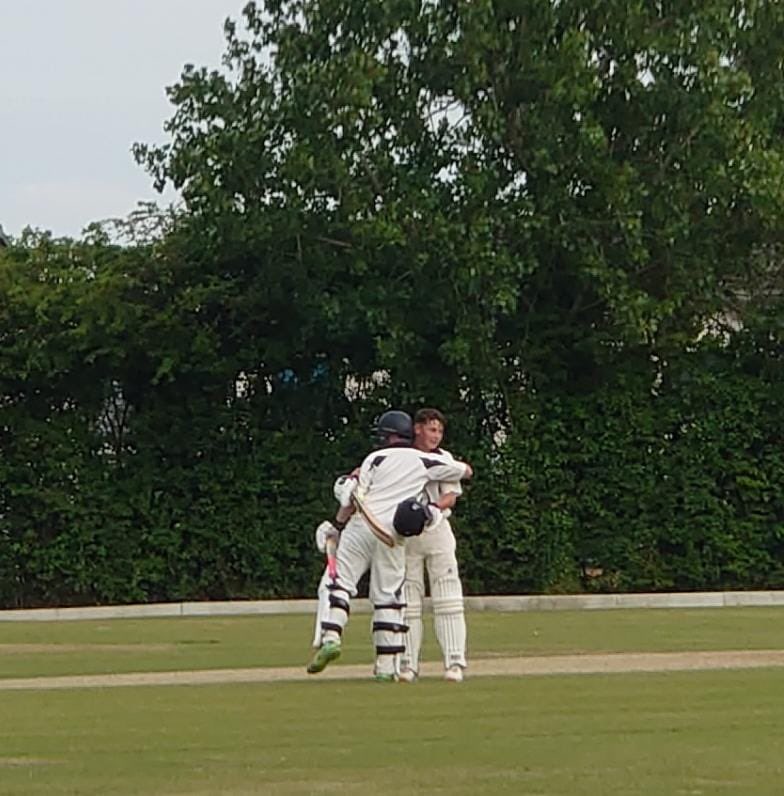 NormanLucy's tweet photo. An incredible innings from Will yesterday for @BuckleyCC 1st XI 146 off 142 balls - special moment reaching 💯 at the crease with his first coach @shawzinhio #just15 @GlamorganDevel1 @NWCL_official @CwnYouth https://t.co/IAXb66c0vg
