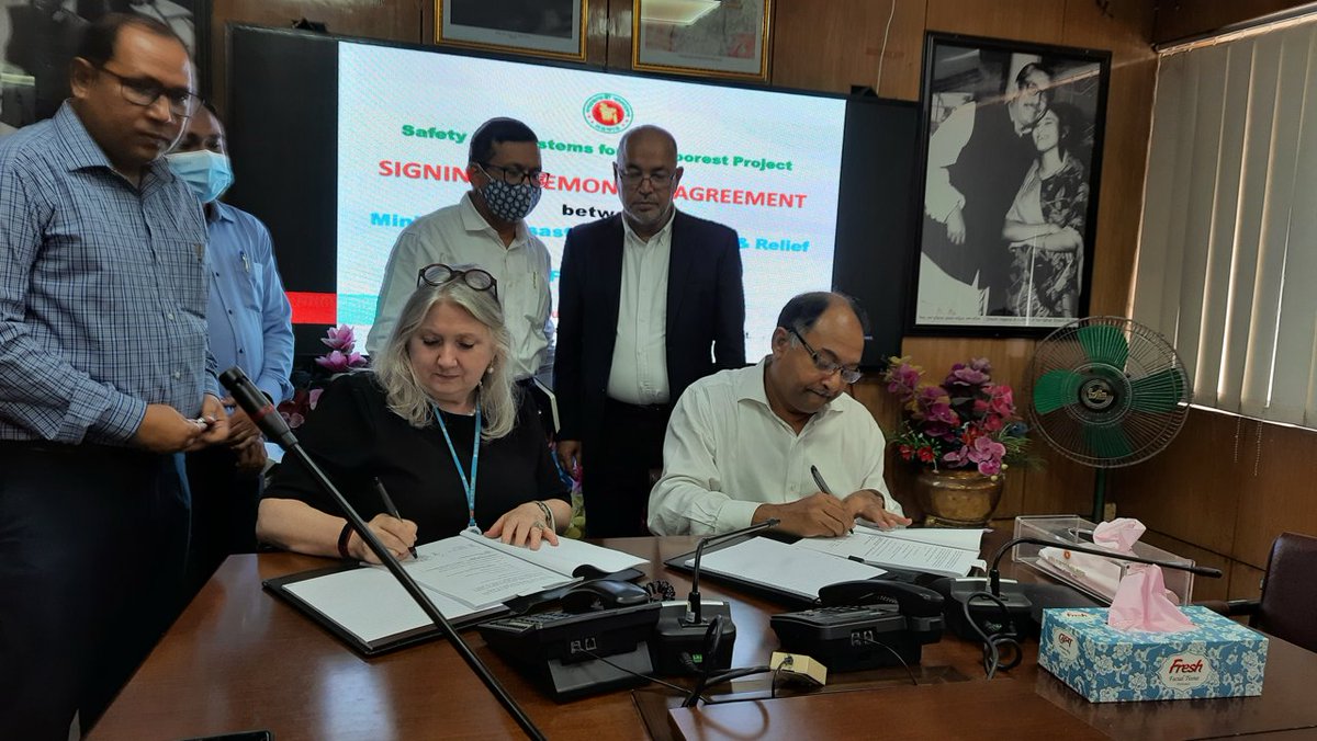 JanePearceWFP's tweet photo. Thanks to #MoDMR and @WorldBankSAsia for the consistent support. The Safety Net Systems for the Poorest (SNSP) project we signed on this morning, is further testament to the #BDgov and @WFP’s dedication to improve the resilience of the #Rohingya population in Cox’s Bazar. https://t.co/GHDzPmT8lh