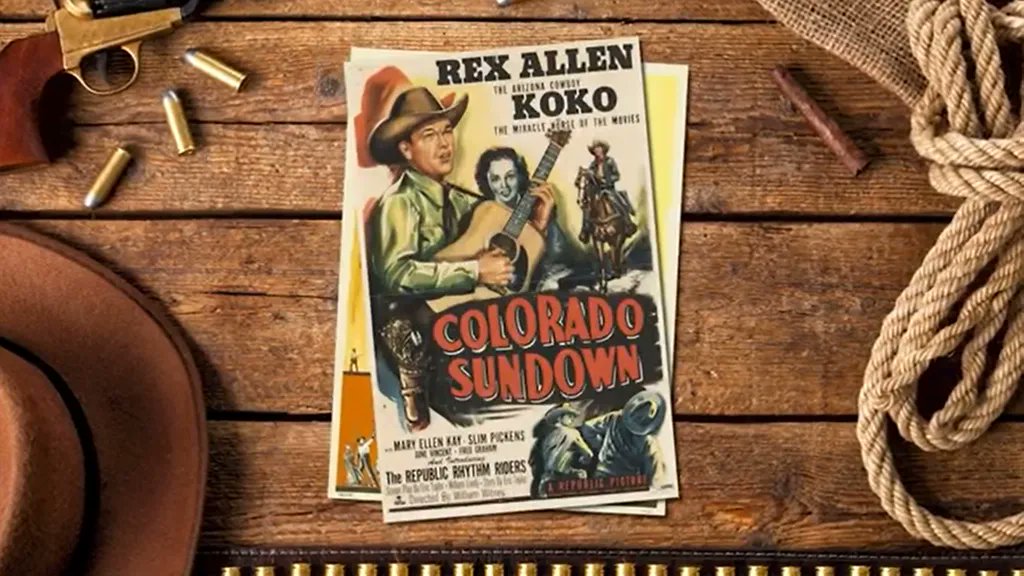 TalkingPicsTV's tweet photo. The Arizona Cowboy #RexAllen and his horse #Koko in COLORADO SUNDOWN (1952) 11:35am #TPTVsubtitles https://t.co/dSfFLTAf92